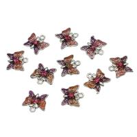 Rhinestone Iron Pendant, Butterfly, enamel & with rhinestone, mixed colors, 13mm 