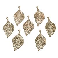 Iron Leaf Pendants, hollow, golden, 36mm 
