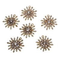 Diamantes de imitación colgante de hierro, aleación de zinc, con diamantes de imitación, dorado, 24mm, Vendido por UD