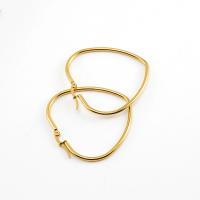 Stainless Steel Hoop Earring, 304 Stainless Steel, Heart, 18K gold plated, fashion jewelry & for woman, golden 