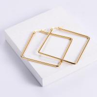Stainless Steel Hoop Earring, 304 Stainless Steel, Square, 18K gold plated, fashion jewelry & for woman, golden 