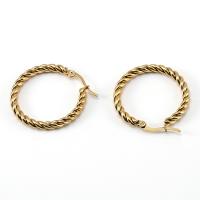 Edelstahl Hoop Ohrringe, 304 Edelstahl, rund, 18K vergoldet, Modeschmuck & für Frau, goldfarben, 24x3.3mm, verkauft von Paar