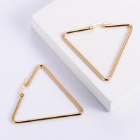 Stainless Steel Hoop Earring, 304 Stainless Steel, Triangle, 18K gold plated, fashion jewelry & for woman, golden 