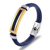 PU Leather Cord Bracelets, with 304 Stainless Steel, Vacuum Plating, fashion jewelry & woven pattern 