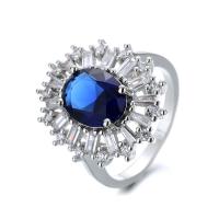 Кубическое цирконовое латунное кольцо, Латунь, покрытый платиной, разный размер для выбора & инкрустированное микро кубического циркония & Женский размер:6-9, продается PC