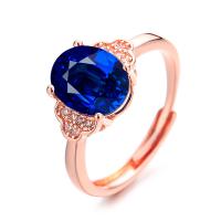 Кубическое цирконовое латунное кольцо, Латунь, плакированный цветом розового золота, регулируемый & инкрустированное микро кубического циркония & Женский, Много цветов для выбора размер:6-8, продается PC