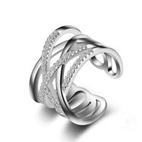 Brass Cuff Finger Ring, plated, adjustable & micro pave cubic zirconia & for woman & hollow US Ring 