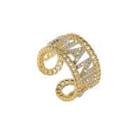 Cubic Zirconia Micro Pave Brass Finger Ring, Alphabet Letter, gold color plated, micro pave cubic zirconia & for woman & hollow, US Ring 