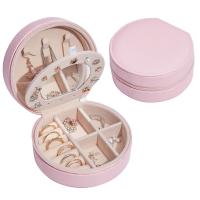 Multifunctional Jewelry Box, PU Leather, Double Layer & with mirror 