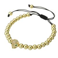 Cubic Zirconia Micro Pave Brass Bracelet, with Polyester Cord, gold color plated, Adjustable & Unisex & micro pave cubic zirconia Approx 11 Inch 