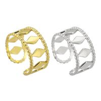 acero inoxidable 304 Anillo de dedo Cuff, Recubrimiento iónico al vacío, Ajustable & unisexo & hueco, más colores para la opción, tamaño:7, Vendido por UD