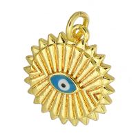 Enamel Brass Pendants, gold color plated, evil eye pattern Approx 3mm 
