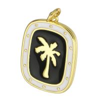 Enamel Brass Pendants, gold color plated, black Approx 3mm 