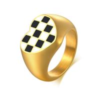 Esmalte de acero inoxidable anillo de dedo, acero inoxidable 304, Recubrimiento iónico al vacío, diverso tamaño para la opción & para mujer & pegamento de gota, dorado, 13mm, Vendido por UD