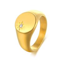 Cubic Zirconia anillo de dedo de acero inoxidable, acero inoxidable 304, Recubrimiento iónico al vacío, Joyería & diverso tamaño para la opción & micro arcilla de zirconia cúbica & para mujer, oro, 11.5mm, Vendido por UD