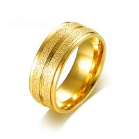 304 Stainless Steel Finger Ring, Vacuum Ion Plating, fashion jewelry & for man, golden, 8mm 