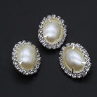 Iron Brooch, with Plastic Pearl, with rhinestone, mixed colors, 32mm 