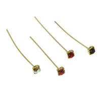 Iron Headpins, with rhinestone, mixed colors, 44mm 