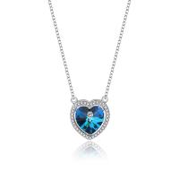 Sterling Silver Jewelry Necklace, 925 Sterling Silver, Heart, for woman & with rhinestone cm 