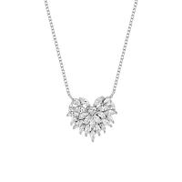 Cubic Zirconia Micro Pave Sterling Silver Necklace, 925 Sterling Silver, with Cubic Zirconia, Heart, oval chain & for woman, silver color cm 