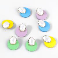 Wood Earring, Zinc Alloy, with ABS Plastic Pearl & Wood, fashion jewelry & for woman 