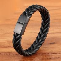 PU Leather Cord Bracelets, with Stainless Steel, Vacuum Plating, fashion jewelry & woven pattern 