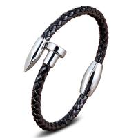 PU Leather Cord Bracelets, with 304 Stainless Steel, Vacuum Plating, fashion jewelry 