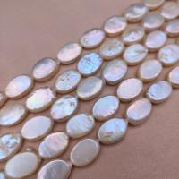 Baroque Cultured Freshwater Pearl Beads, Flat Oval, DIY, white Approx 15 Inch 