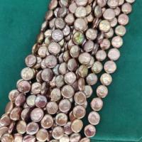 Perlas Moneda Freshwater, Perlas cultivadas de agua dulce, Forma de botón, Bricolaje, amaranto, 13-14mm, longitud:aproximado 14.84 Inch, Vendido por Sarta