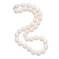 Collier de perles d'eau douce naturelles, perle d'eau douce cultivée, Irrégulière, pour femme, blanc, 10-11mm Environ 17.72 pouce, Vendu par PC