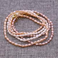 Freshwater Pearl Brass Necklace, with Brass, with 1.97Inch extender chain, Rice, gold color plated & for woman Approx 14.17 Inch 