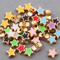 Enamel Zinc Alloy Beads, Star, gold color plated, DIY Approx 