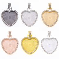 Zinc Alloy Pendant Cabochon Setting, Heart, plated, with rhinestone Approx 