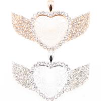 Zinc Alloy Pendant Cabochon Setting, Winged Heart, plated, with rhinestone Approx 