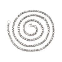 Stainless Steel Chain Necklace, 304 Stainless Steel, Galvanic plating & rope chain, silver color  
