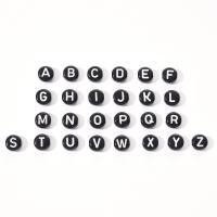 Abalorios Alfabeto de Acrílico, Carta del alfabeto, Bricolaje & esmalte, Negro, 6-7mm, aproximado 100PCs/Bolsa, Vendido por Bolsa
