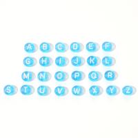 Abalorios Alfabeto de Acrílico, Carta del alfabeto, Bricolaje & esmalte, Azul Celeste, 7mm, aproximado 100PCs/Bolsa, Vendido por Bolsa
