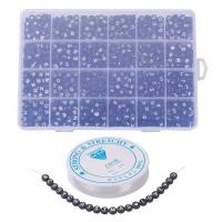 DIY Bracelet Beads Set, Acrylic, with Crystal Thread, Alphabet Letter, enamel, black Approx 