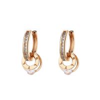 Huggie Hoop Drop Earring, laiton, beignet, Placage, pavé de micro zircon & pour femme & creux, Champagne Vendu par paire