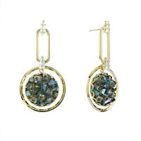Crystal Drop Earring, Zinc Alloy, with Crystal, Round, 18K gold plated, for woman & hollow 