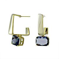 Crystal Drop Earring, Zinc Alloy, with Crystal, Geometrical Pattern, 14K gold plated, Korean style & for woman & faceted 