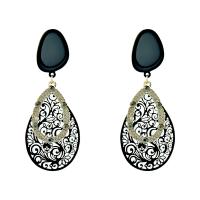 Zinc Alloy Rhinestone Drop Earring, with Brass, Teardrop, 14K gold plated, stoving varnish & for woman & with rhinestone & hollow 