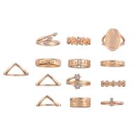 Zink-Legierung Ring Set, Zinklegierung, goldfarben plattiert, 13 Stück & für Frau & mit Strass, 17mm,17.5mm,18mm, verkauft von setzen