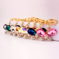 Zinc Alloy Key Clasp, with Czech Rhinestone, Butterfly, high quality plated, fashion jewelry & for woman 