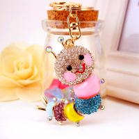 Zinc Alloy Key Clasp, with Czech Rhinestone, Caterpillar, high quality plated, fashion jewelry & for woman & enamel, multi-colored 