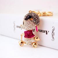 Zinc Alloy Key Clasp, with Czech Rhinestone, Mouse, high quality plated, fashion jewelry & for woman & enamel, multi-colored 