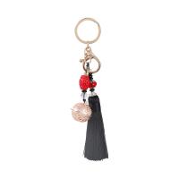 Zinc Alloy Key Clasp, with Cotton Thread & Resin, fashion jewelry & for woman, black 