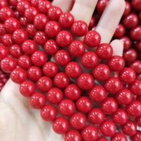 Muschelkern Perle, rund, DIY & verschiedene Größen vorhanden, rot, Länge:ca. 15.75 ZollInch, verkauft von Strang