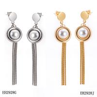 Titanium Steel Earrings, with Plastic Pearl, Vacuum Ion Plating, for woman 
