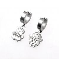 Huggie Hoop Drop Earring, Acier inoxydable 316, poli, pour femme & avec strass, couleur originale  Vendu par paire